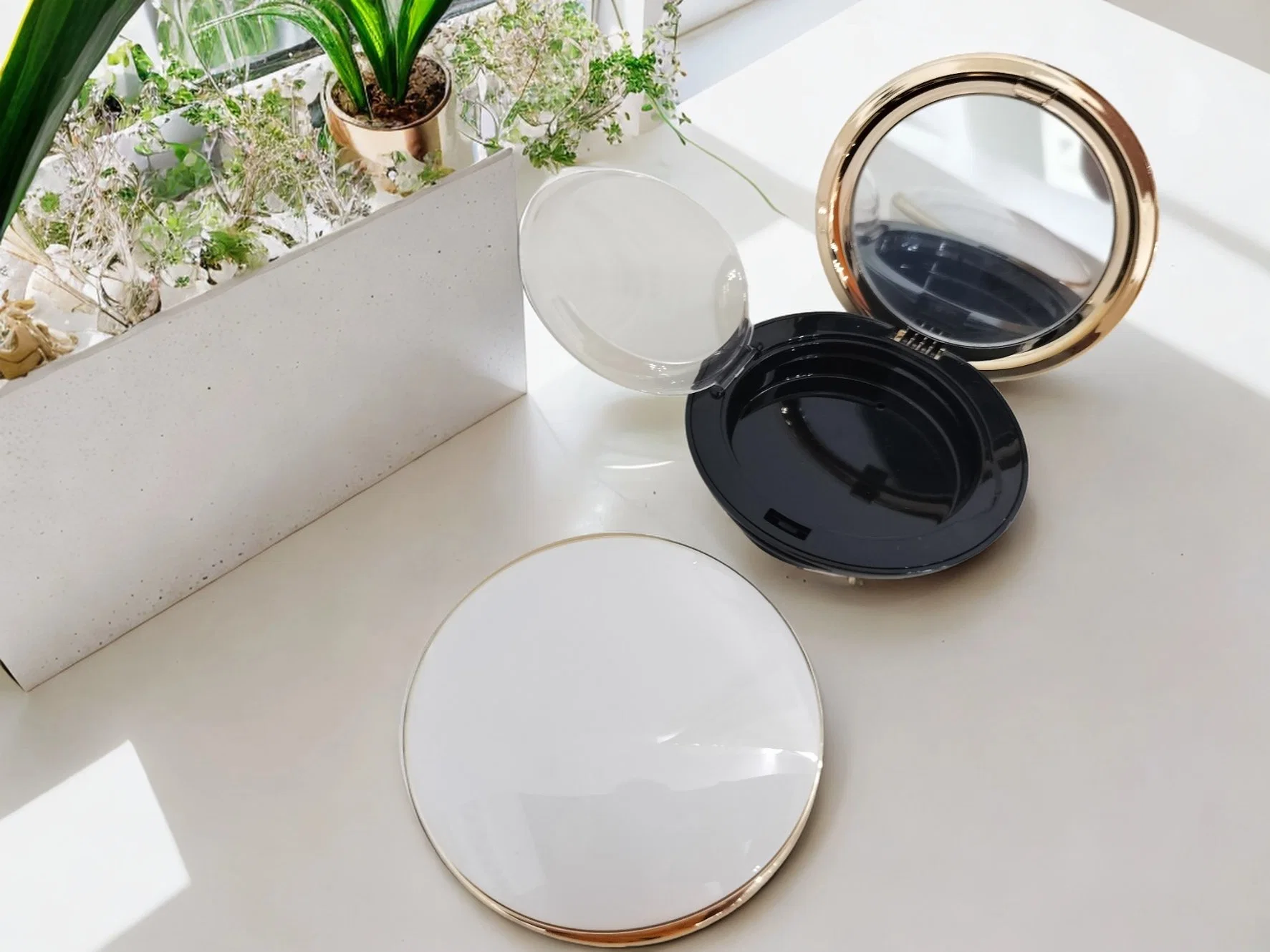 PA-1016 Round Compact Powder Case Plastic Cosmetic Packaging Fashion Newly Cosmetics Luxury Packaging New Compact Powder Case