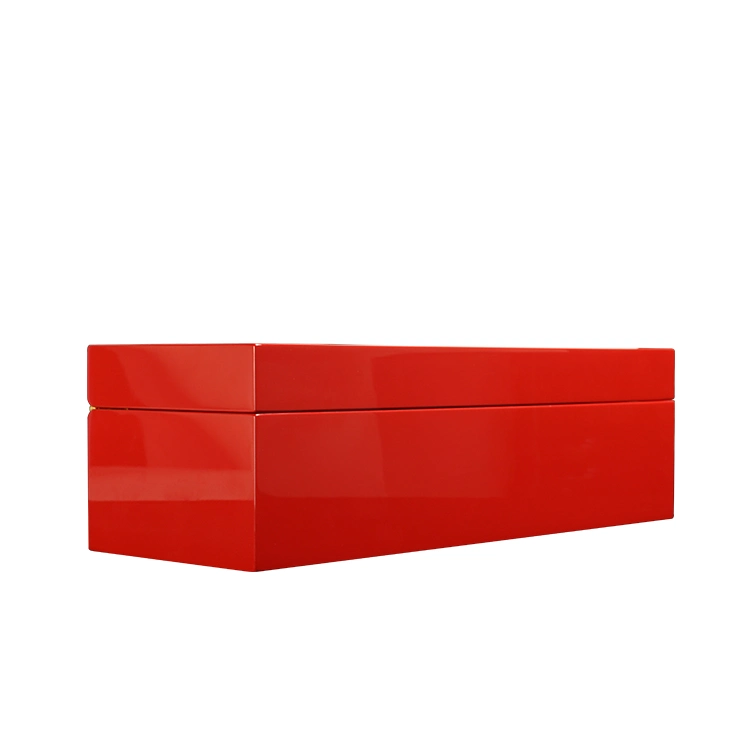 Glossy Red Painting Silk Printed Logo with Red Insert Wooden Box for Mineral Water