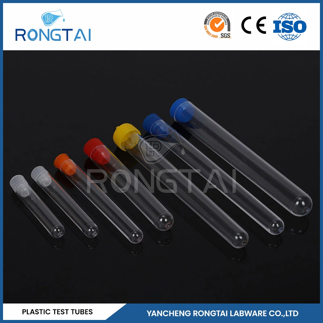 Rongtai PC Plastic Test Tube Manufacturing 13*100mm PVC Plastic Test Tubes China 3ml 5ml PS Material 5ml Plastic Test Tube