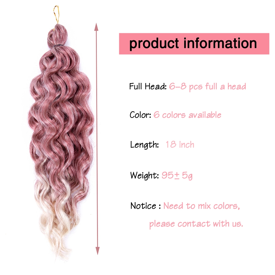 18inch Ocean Wave le tressage des cheveux Hawaii boucles Ombre synthétique cheveux afro Curl Crochet tresses ondulées