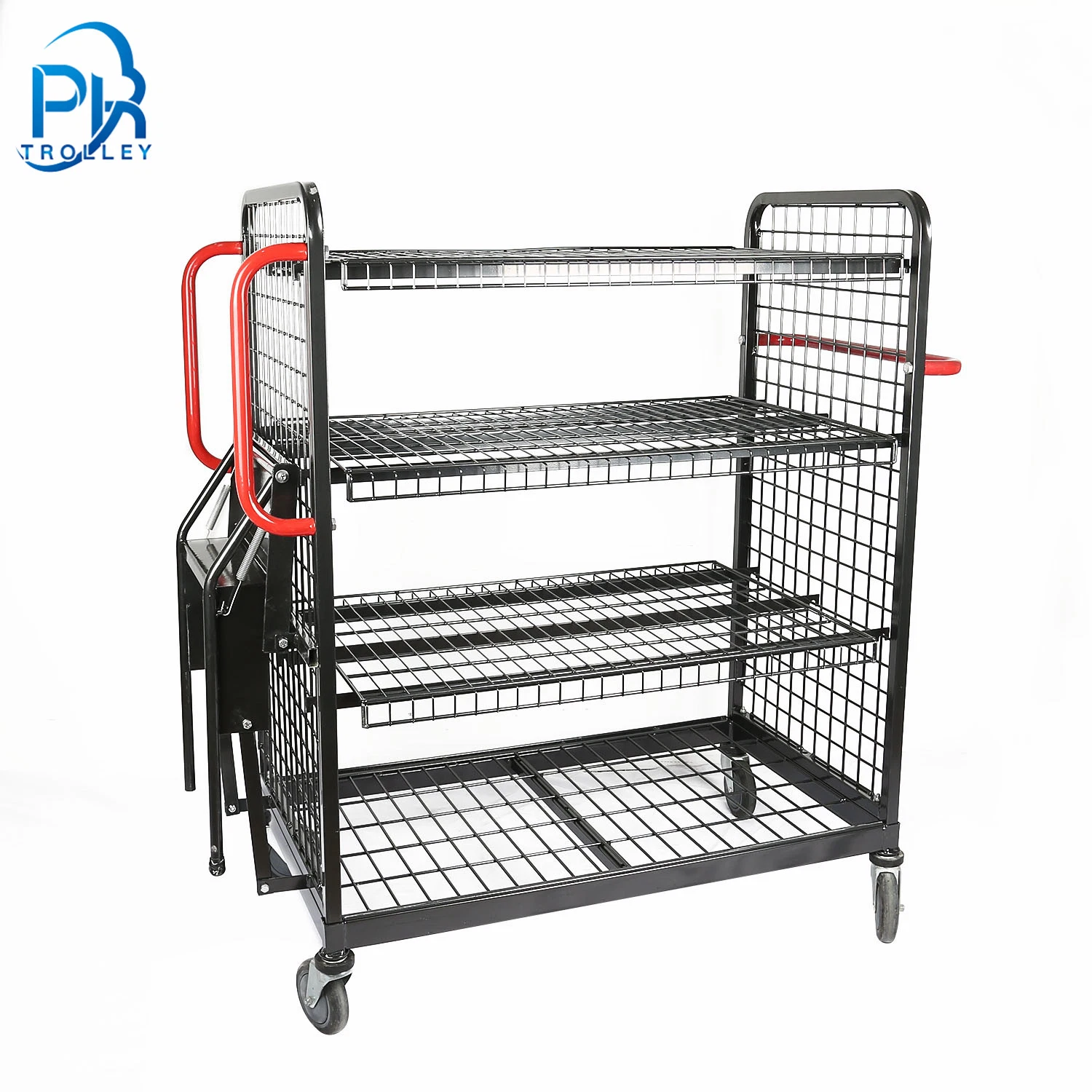 Warehouse Logistics Multi-Tier Order Picking Trolley with Steps and Ladder