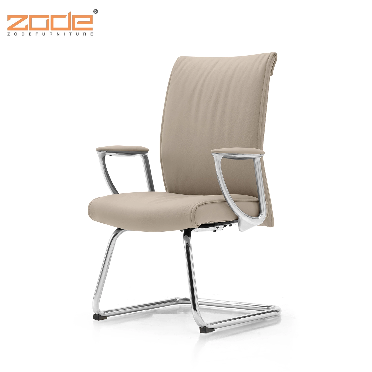 Zode Modern Home/Living Room/Office Furniture Metal Stainless Steel Tubular Frame Leather Working Armrest Visitor Office Chair