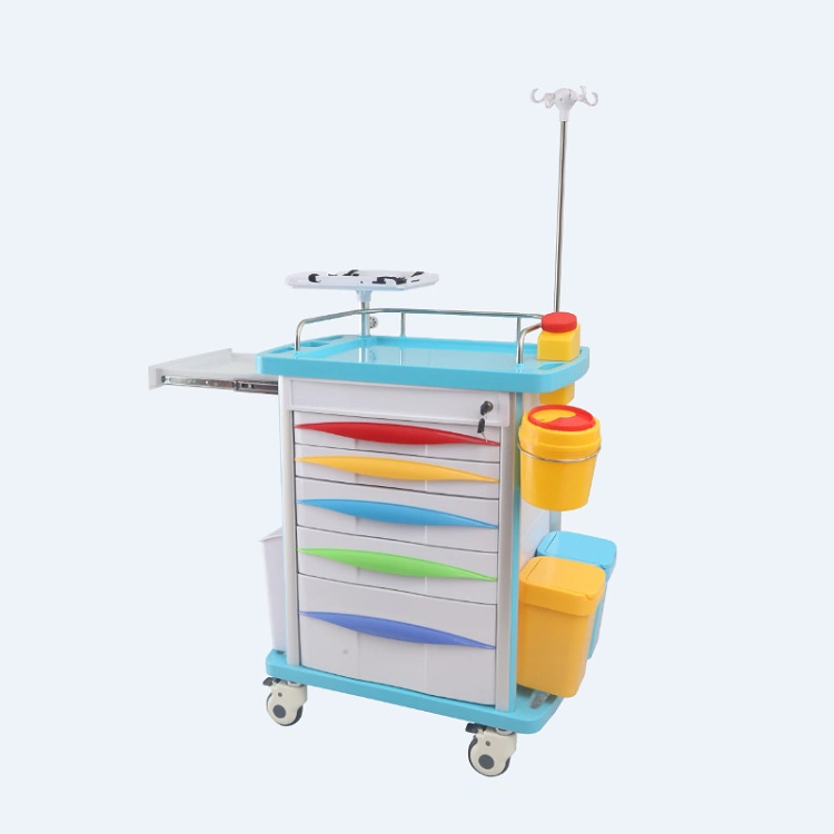 High quality/High cost performance  Mobile ABS Drugs Medical Crash Cart Plastic Emergency Medicine Trolley