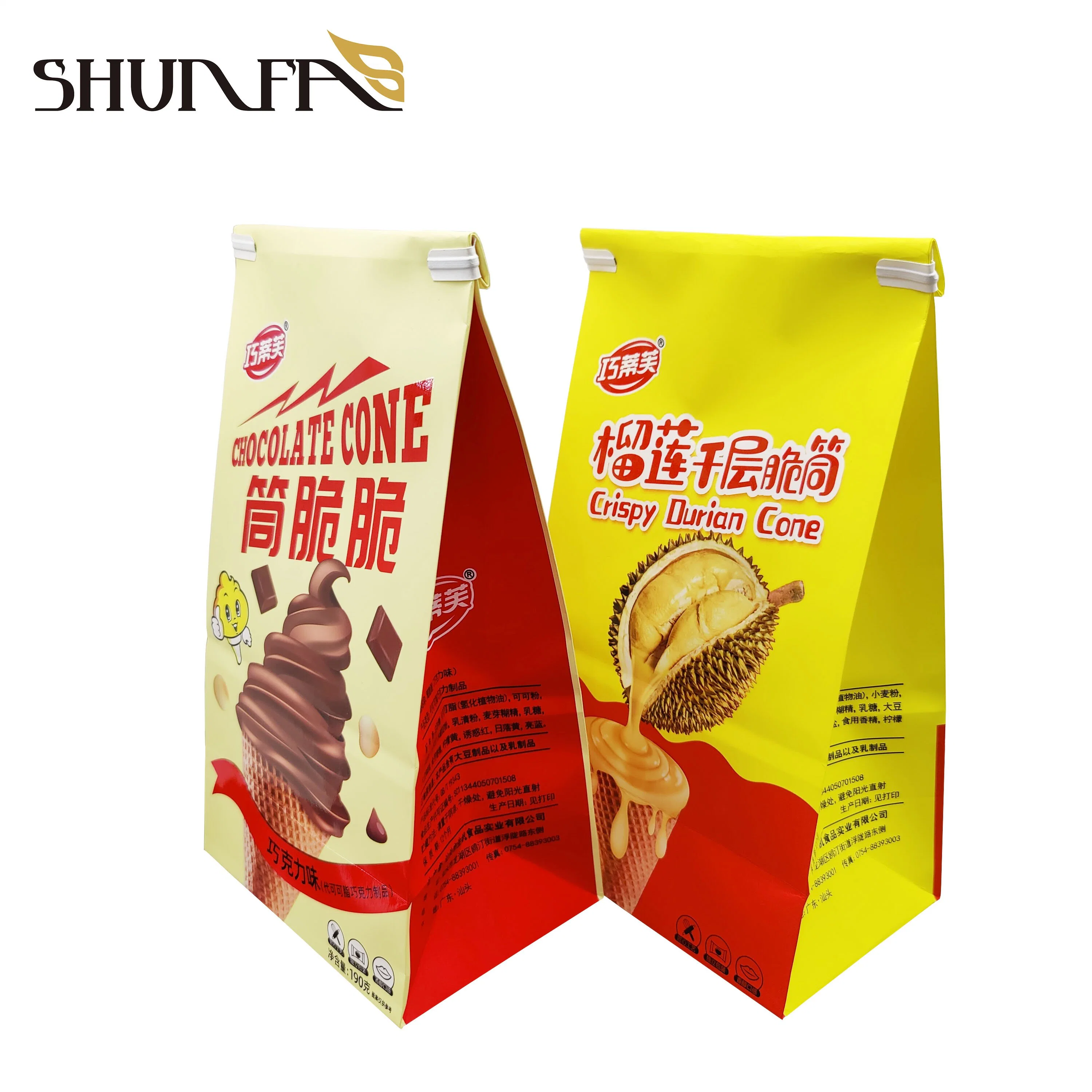 Hot Sale Square Bottom Packaging Pouch Ice-Cream Chocolate Snack Packing Bag