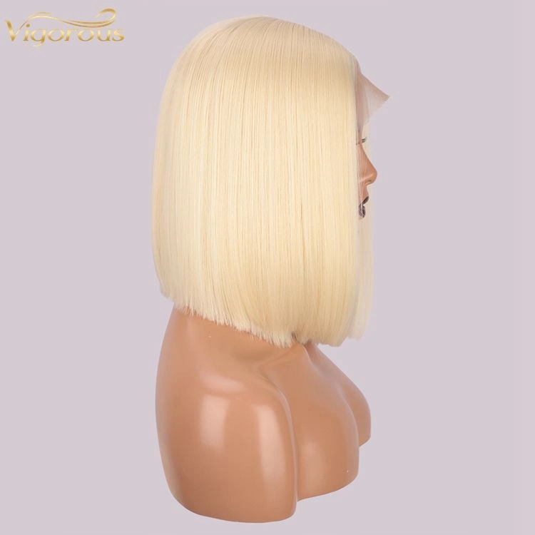 Synthetic Straight Short Blonde Bob Wigs Black Daily Use Natural Looking Hairs