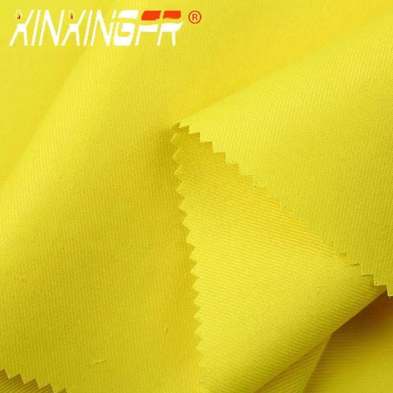 UL Nfpa2112 305GSM Cn9oz En20471 ANSI107 88%Cotton 12%Nylon Fr Fluorescent Hi-Vis Yellow Satin Fabric Us Market Hot Sale