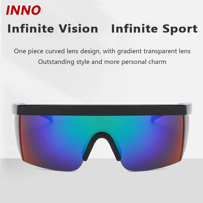 Inno-Aj007 fabricante venta directa de opciones de Deporte Gafas Multicolor reflectante Revo gafas de gradiente de logotipo personalizado ecológica