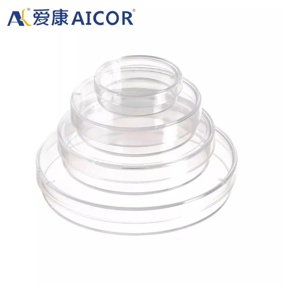 9cm Aicor OEM Petri Dish Sterile Laboratory Medical Plastic Product Plastic Cell Bacteria Culture Petri Dish