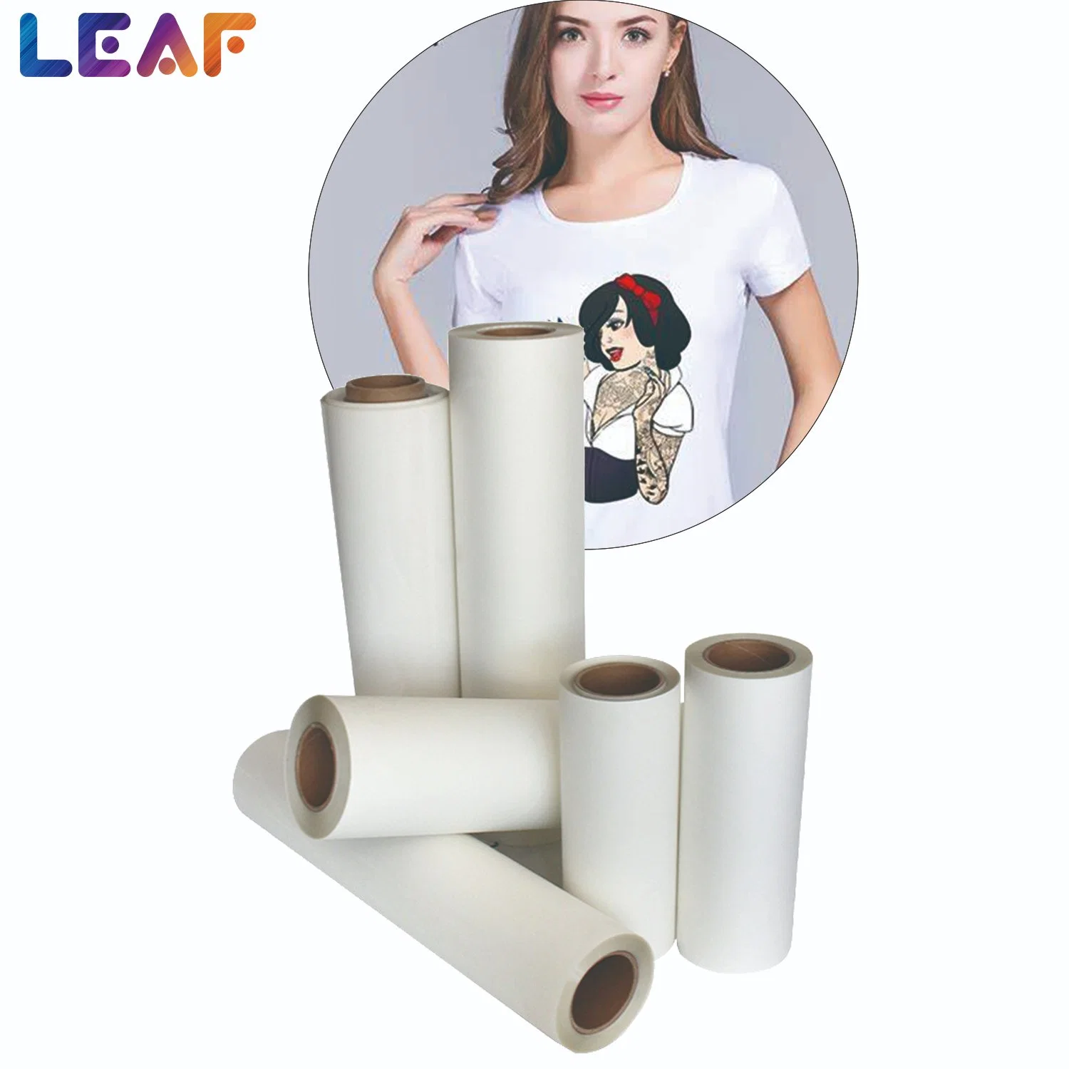 Hoja 2023 Doble cara mate película DTF calor de la piel Película de transferencia de PET de película DTF 60cm 100m impresiones para T Ropa de camisas