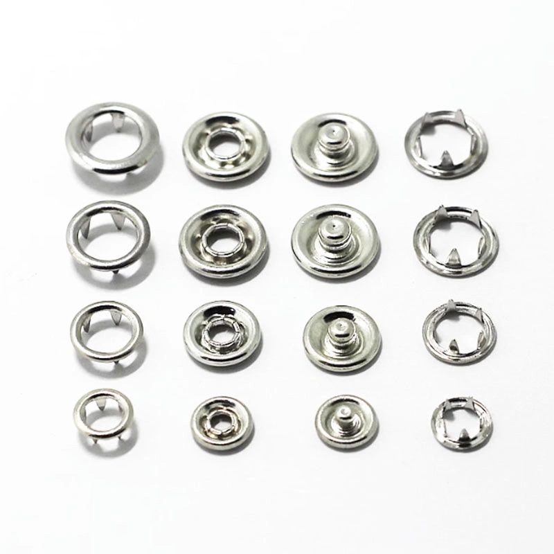Multiple Sizes Metal 16L 32L 48L Ring Snap Fastener Stainless Brass Press Prong Snap Button