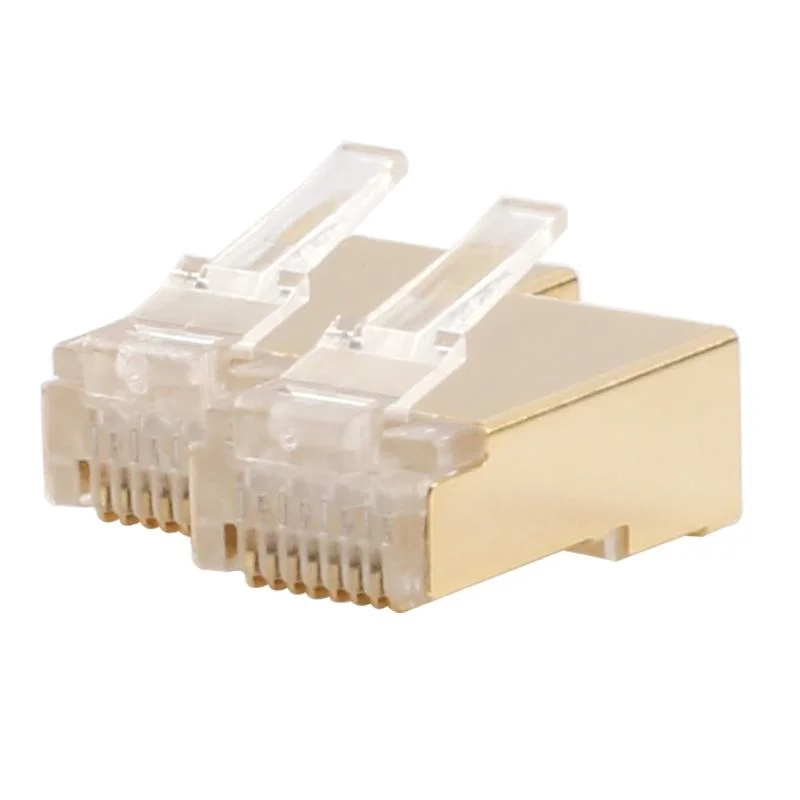 Gold Plated Shield Metal 8pin 8p8c 50 Micron Cat7 Modular Plug Price Network Waterproof UTP Connector Crystal Plug Shielded FTP RJ45 Module Connector