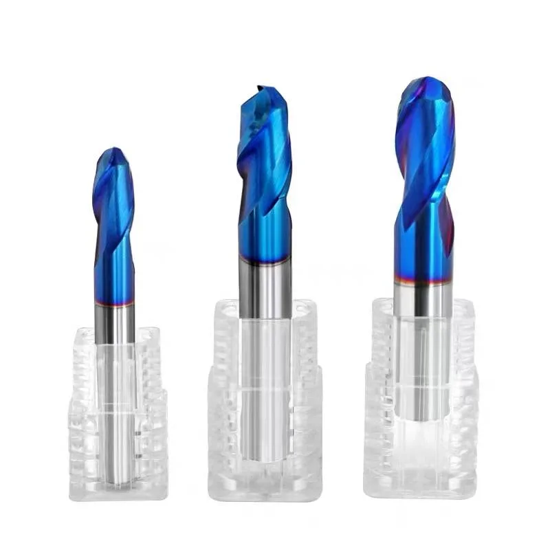 Wyk Factory Directement Fresas Metal Duro Ball Nose End Mill Blue Nano Ball Nose Milling Cutter Tungsten Carbide Endmills pour les machines CNC.