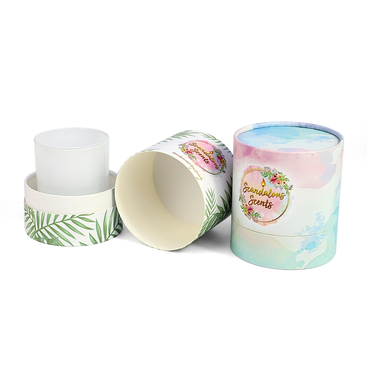 Firstsail Eco Friendly Round Cylinder Hard Box Packaging Soy Wax Scented Candle Holder Gift Paper Tube with EVA Foam Insert