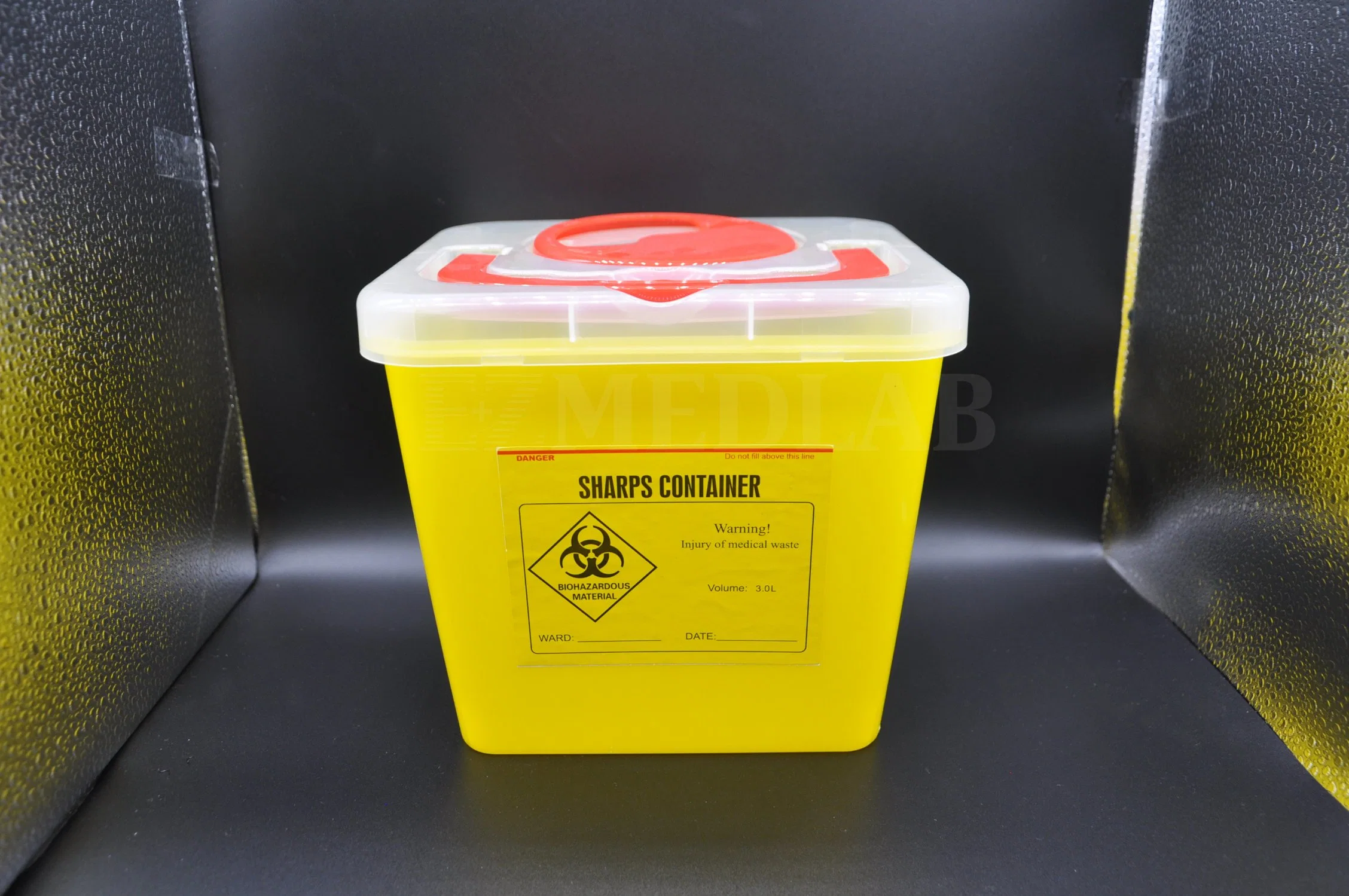 5L Medical Biohazard Waste Bin, Square Sharp Container with Floding Cap Type