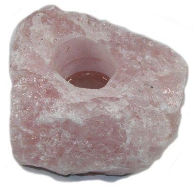 Semi Precious Stone Gemstone Natural Crystal Rose Quartz Candle Holder Ornament