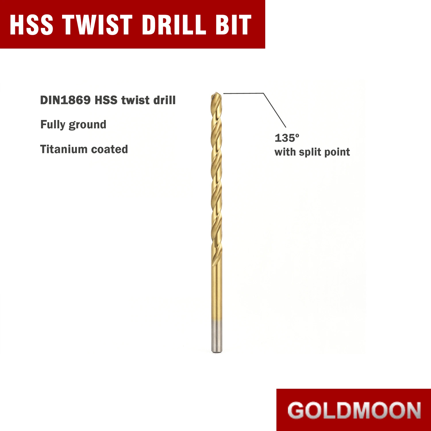 Goldmoon 19PCS Titanium Twist Drill Bit Set Hex Shank High Speed Steel Drill Bit for Wood Plastic Aluminum Alloy, Quick Change, 1/16"-1/4"