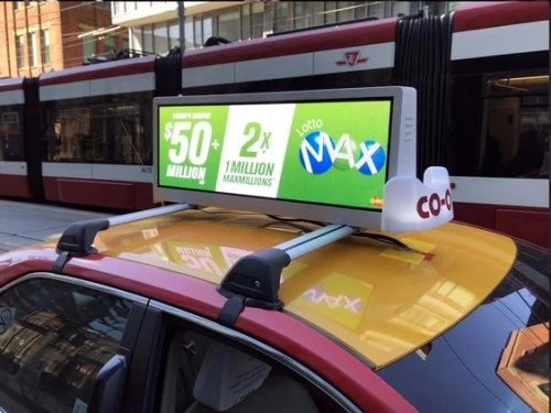 P3 Full Color Outdoor Taxi Car Top Roof LED Display Screen Digital Signal Boards Panels for Movable Broadcast