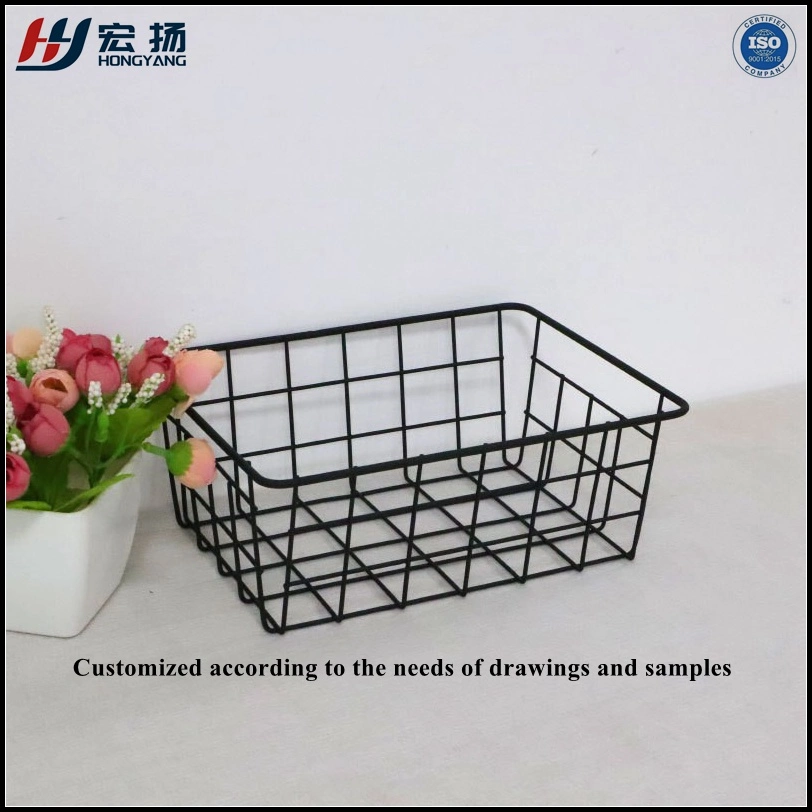 Custom Best Selling Household Stack-Able Wire Metal Wire Storage Basket Vegetable Storage Basket with Handle