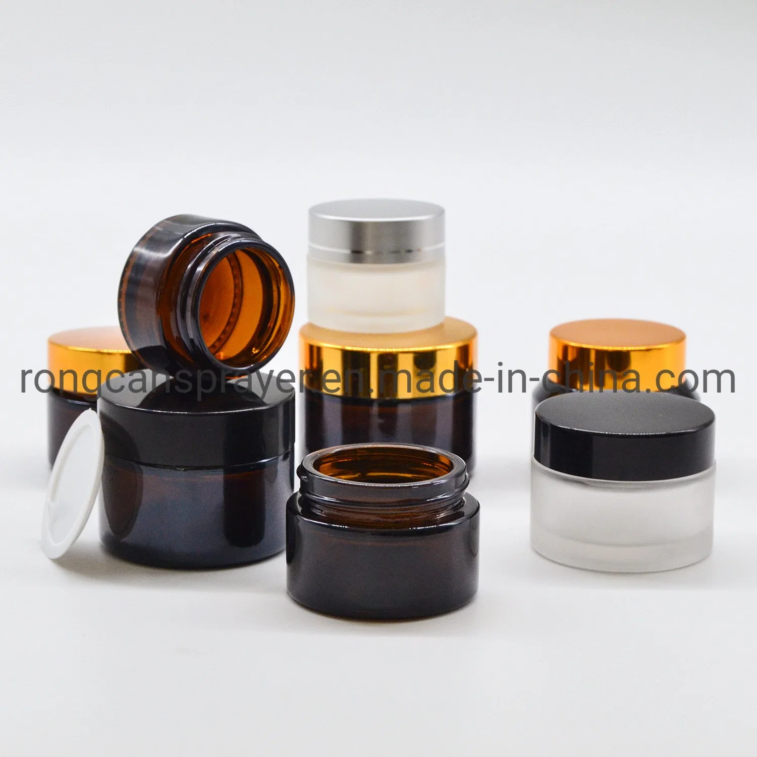 High Quality 30ml 50ml 100ml Colored Body Face Cream Jar Round Cosmetic Glass Jar with Screw Lid Metal Lid