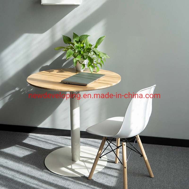 MID-Century Modern Side Table with Round Bamboo Top