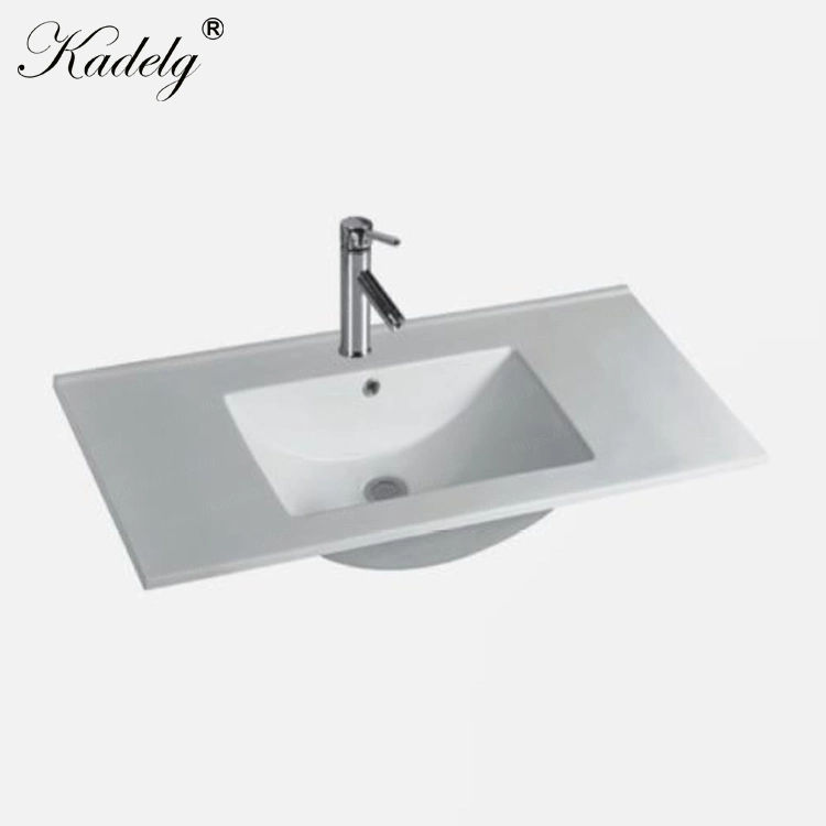 Bathroom Ceramic White Double Bowl Vanity Top Basin