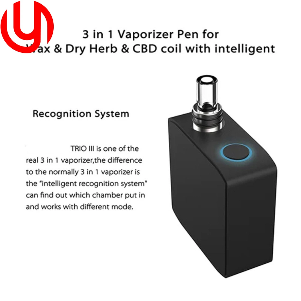 Trio III 3 en 1 tanques VAPE Cámara doble portátil Fumando Cera de Cera de Hierbas secas Vaporizer - Prerador de Hierbas para Tabaco