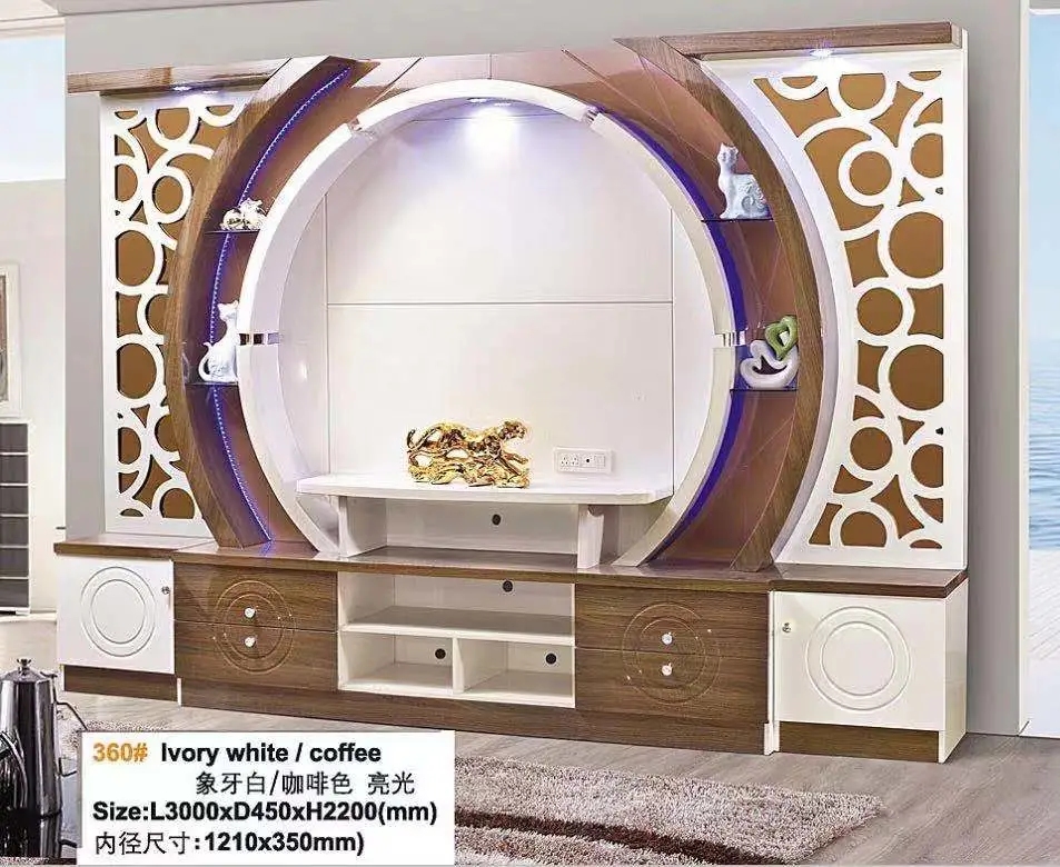 Luxury Furniture Cabinet Wall Living Room TV Cabinet Units with LED Light