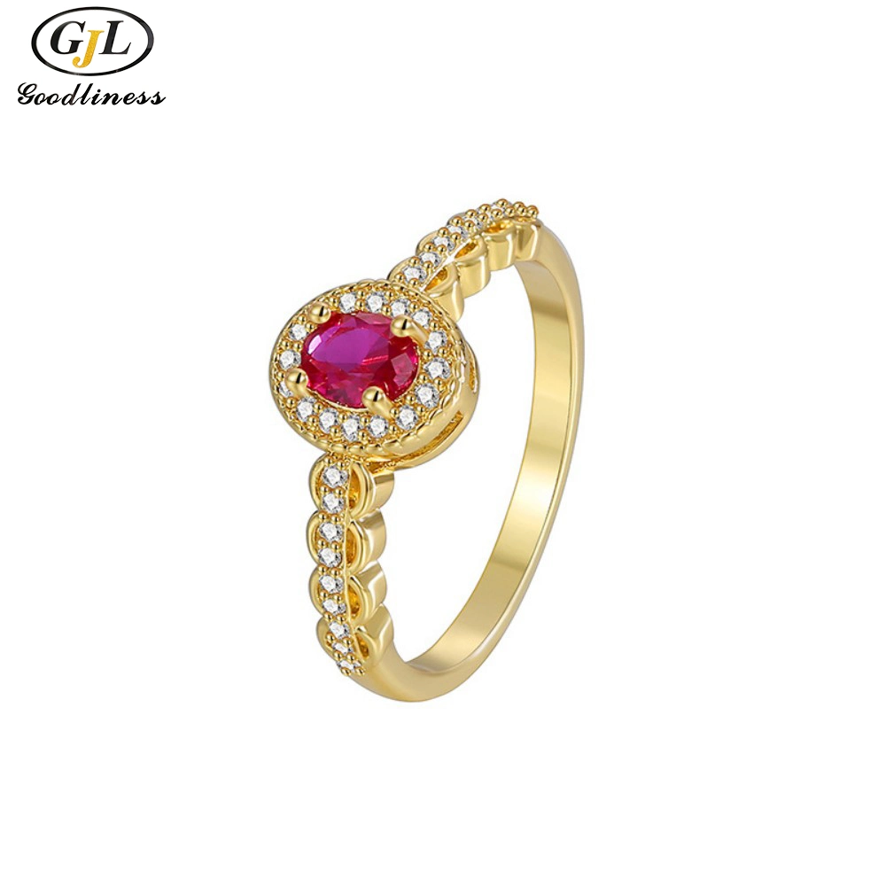 S925 Silver Fashion Red Zircon Ring Micro Inset White Zirconium Ring for Women
