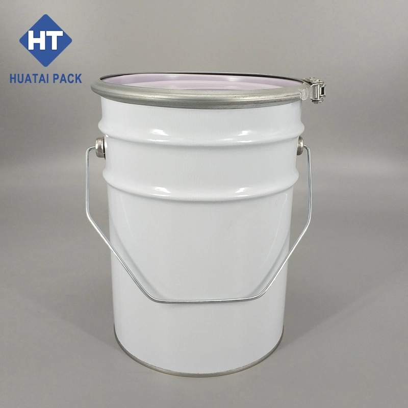 20L Pail de metal de cubo de estaño de pintura con tapa de anillo de bloqueo Y mango de metal