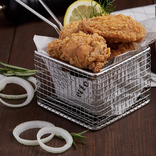 Stainless Steel Square Fry Basket Fried Food Filter for Kitchen Restaurant