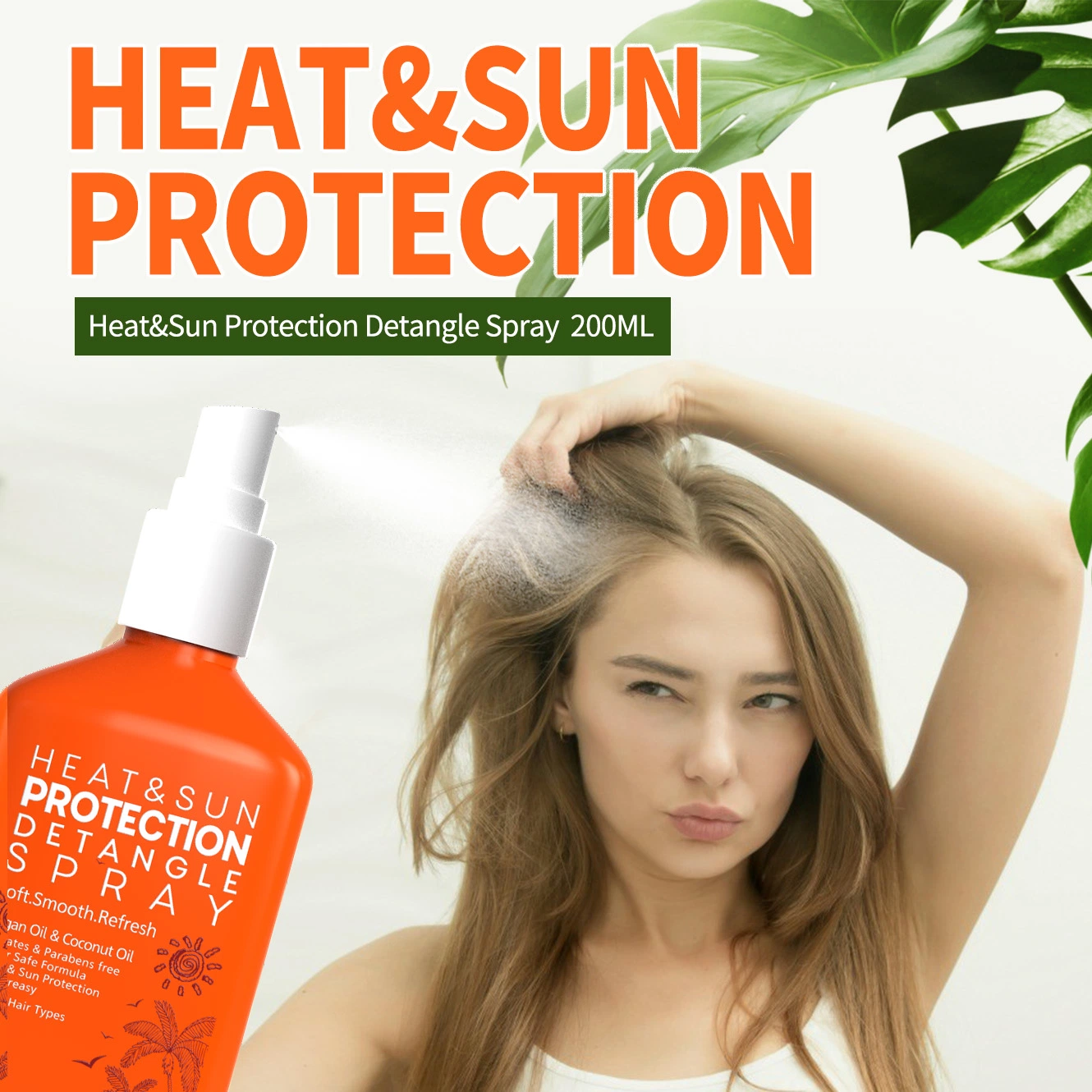 El calor Protectant Spray de etiqueta privada de protección térmica para el cabello alisado sedoso pelo de neblina de pulverización de Detangling