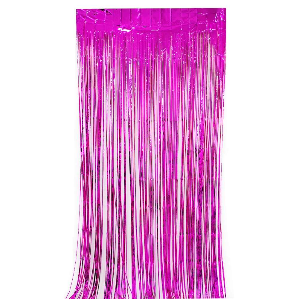 Glitzernde Lametta Vorhang Folie Glitter Hintergrund Vorhang Party Dekoration Fucsia Folienvorhang