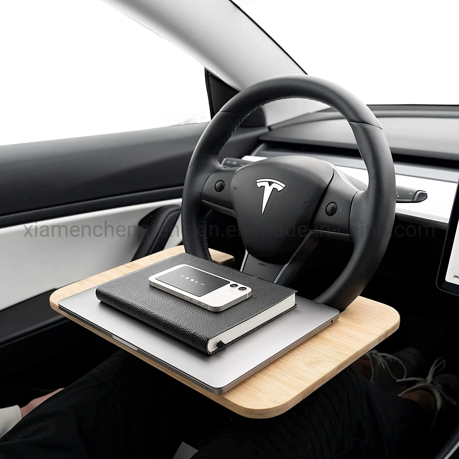 Plateau de volant - Mangez confortablement dans votre voiture - Bureau d'ordinateur portable pour travailler à distance - Convient à la plupart des voitures, y compris le modèle Tesla.