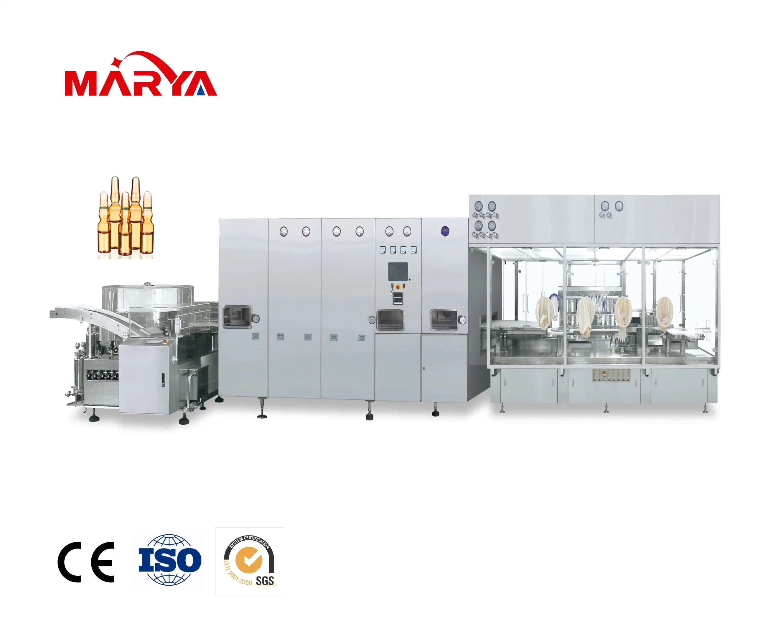 Shanghai Marya Pharmaceutical Compact Ampoule Washing Filling Machine 36000 Bph Tunnel Drying Oven Equipped