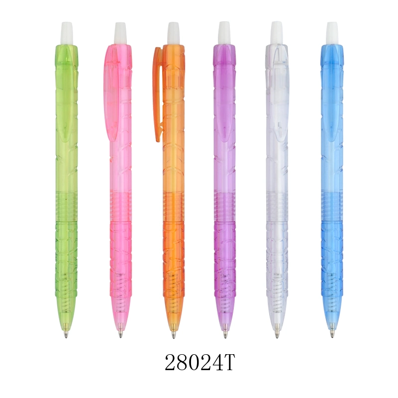 Simple Transparent Retractable Office Writing Promotional Eco Friendly Ballpoint Pen