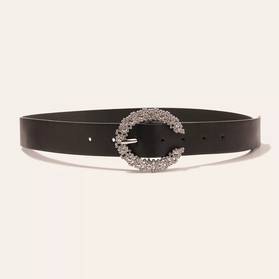 La nouvelle liste cloutés brillant Strass PU Femmes Rhinestone courroie