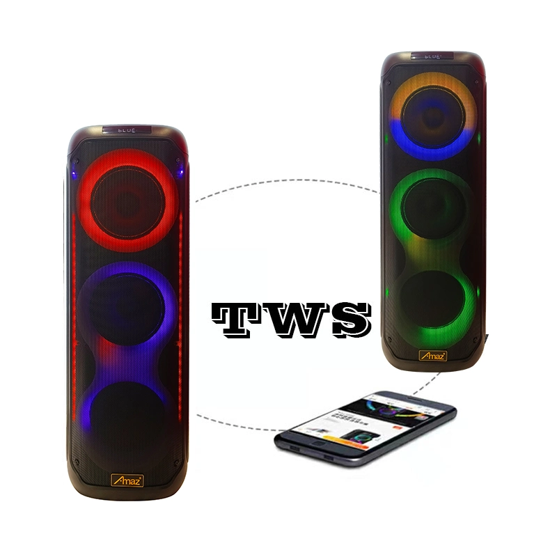 Triple haut-parleur de soirée DJ PA 8 pouces 50W Bt/LED/Mic/Guitar/aux/USB/TF/FM sans fil Haut-parleur d'extérieur