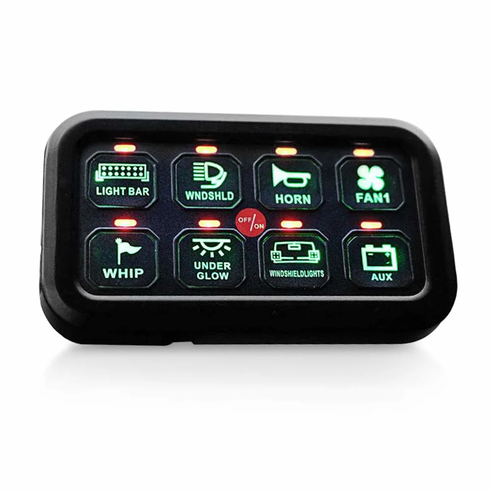 8 Gang LED Switch Panel Slim Touch Control Panel Box with Harness and Label Stickers