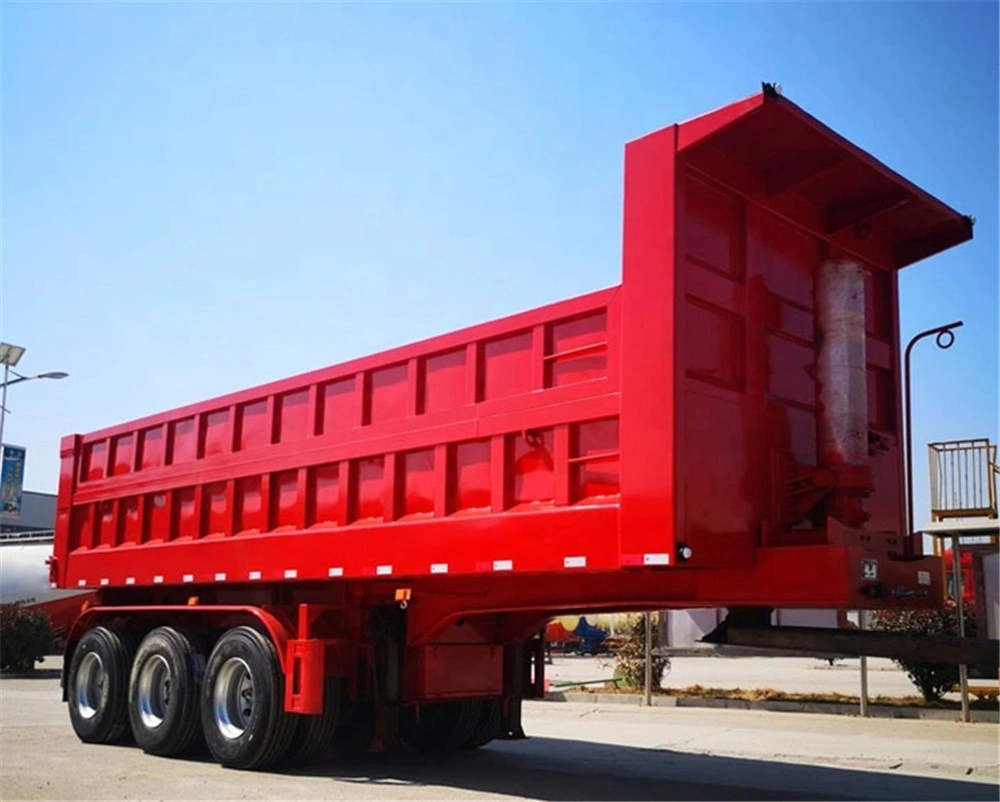 Heavy Duty 3 Axle 60 Ton Rear Dump Tipper Semi Trailer Truck Hydraulic Lifting Axles for Coal Transportation