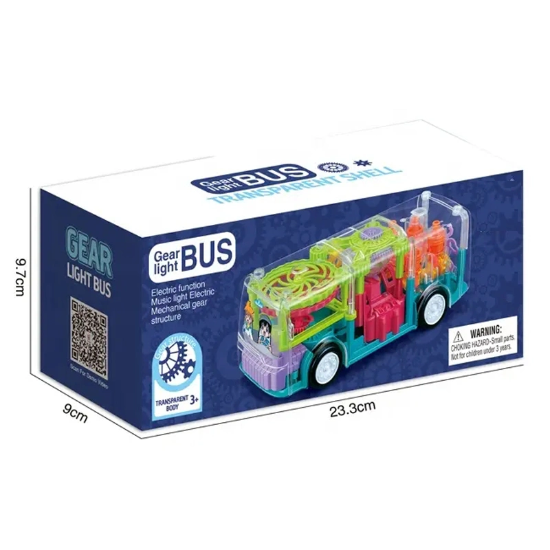 Electrical Toys Children Gaer Train Toys Transparent Gear Bus Toys Universal Driving Interesting Toy Kids Battery Operated Bus