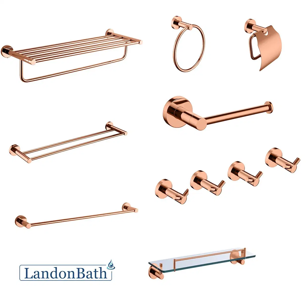 Rose Gold sus 304 Sanitary Ware Baño montado en pared Baño Aseo toalla de Hotel Rack adaptador WC Soporte Baño accesorio de baño Establecer