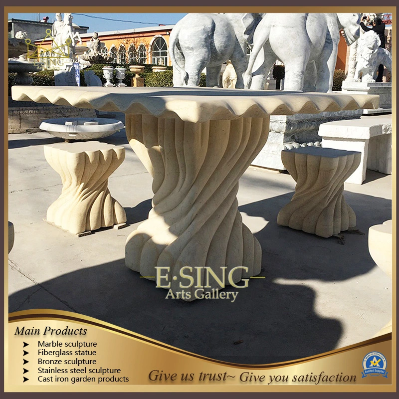 Outdoor Park Decorativo Marble esculpindo Bench Garden Stone Tables and Bancadas para venda