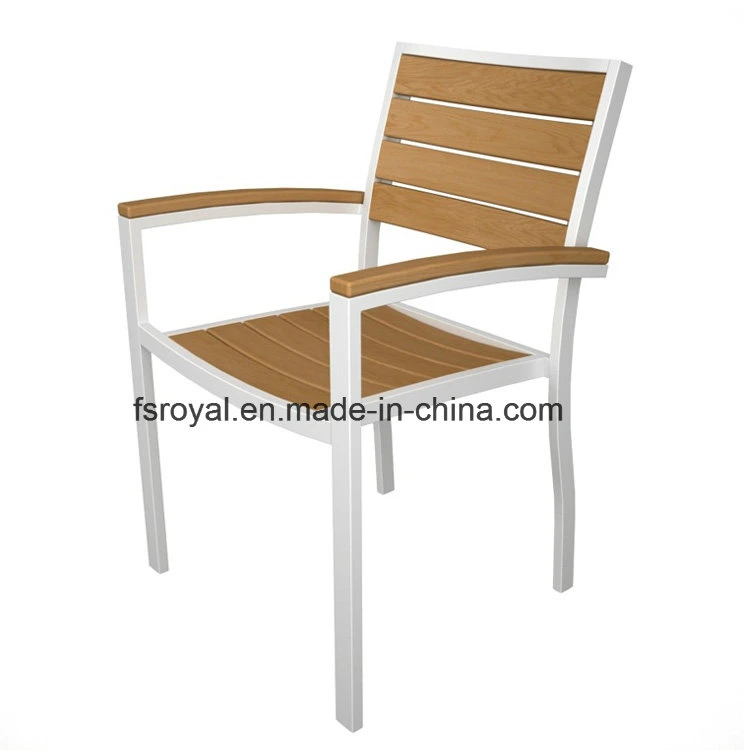 Outdoor Hotel Patio Plastic Wood Beach Dining Chair Set Faux Móveis de madeira