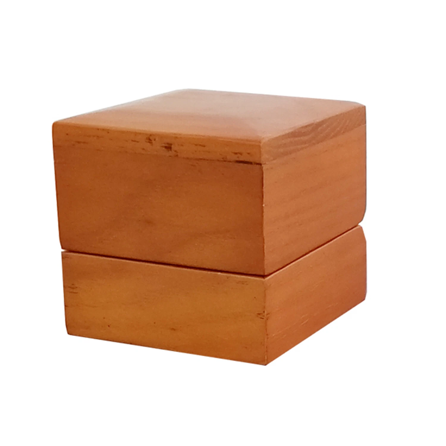 Good Fashion Mini Brown Solid Wood Leather Ring Box Package Gift