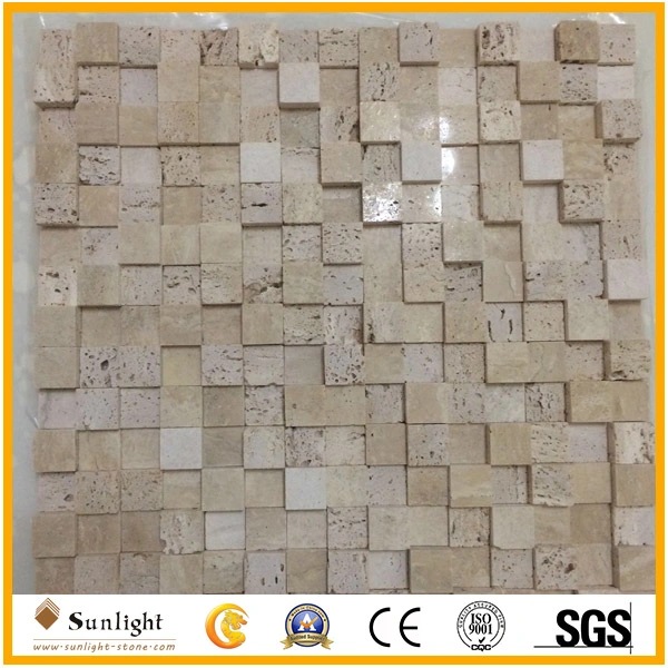 Tumbled Beige/Yellow Travertine Mosaic for Bathroom Wall Decoration