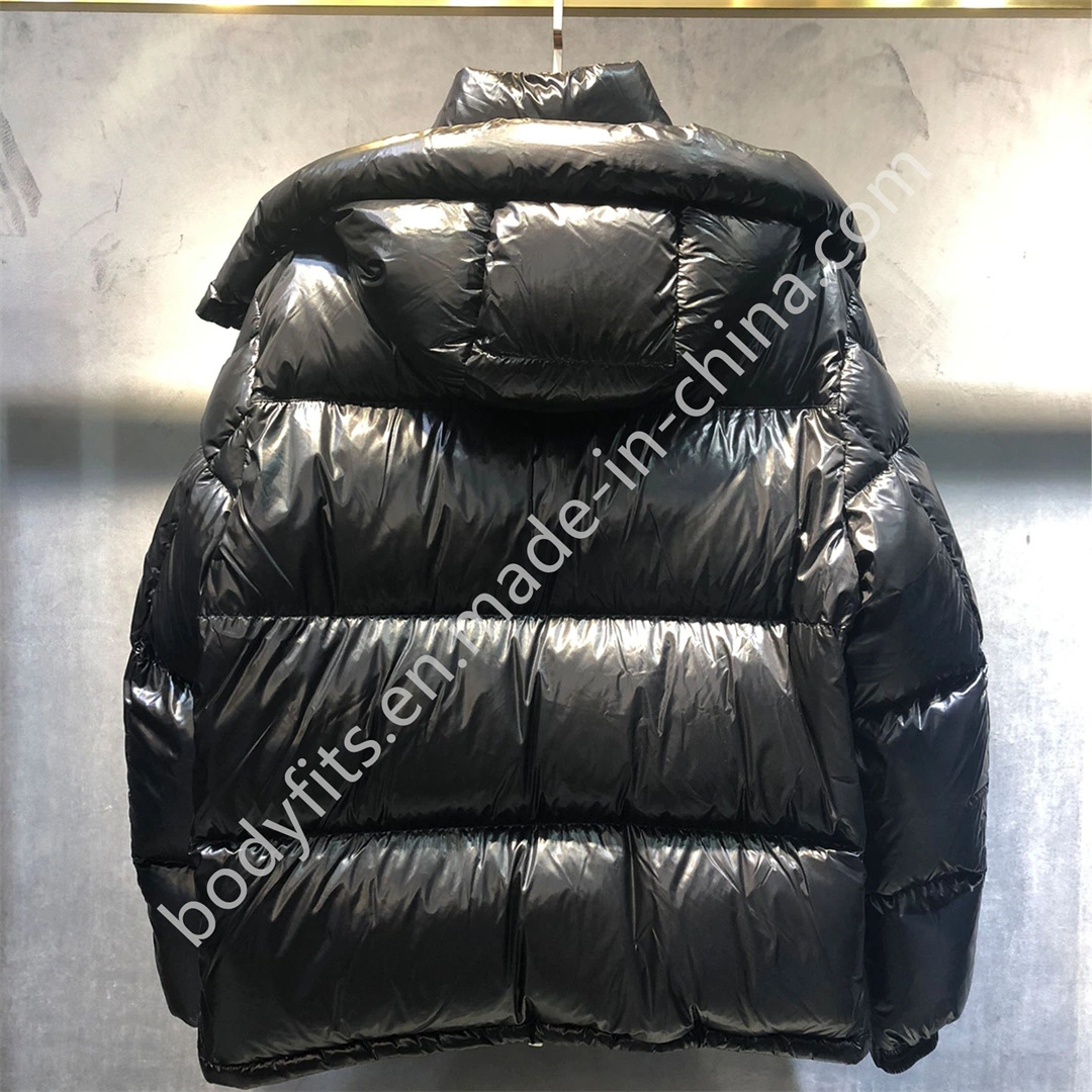 OEM/ODM Black Down Coat Bubble Down Jacket Waterproof Padded Coat with Hood Men Quilted Down Jacket