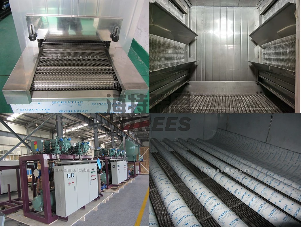 Hitrees Directly Supply Belt Individual Quick Freezing Machine Tunnel IQF Freezer Fluidized Tunnel Blast Freezer for Fruits Vegetables Seafood Shrimp Fish