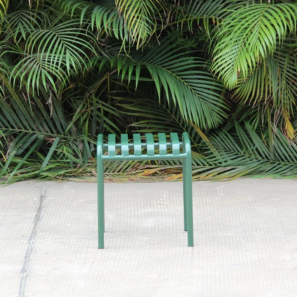 Modern Leisure Iron Steel Green Outdoor Small Low Stool Garden Chair for Restaurant Dining Furniture