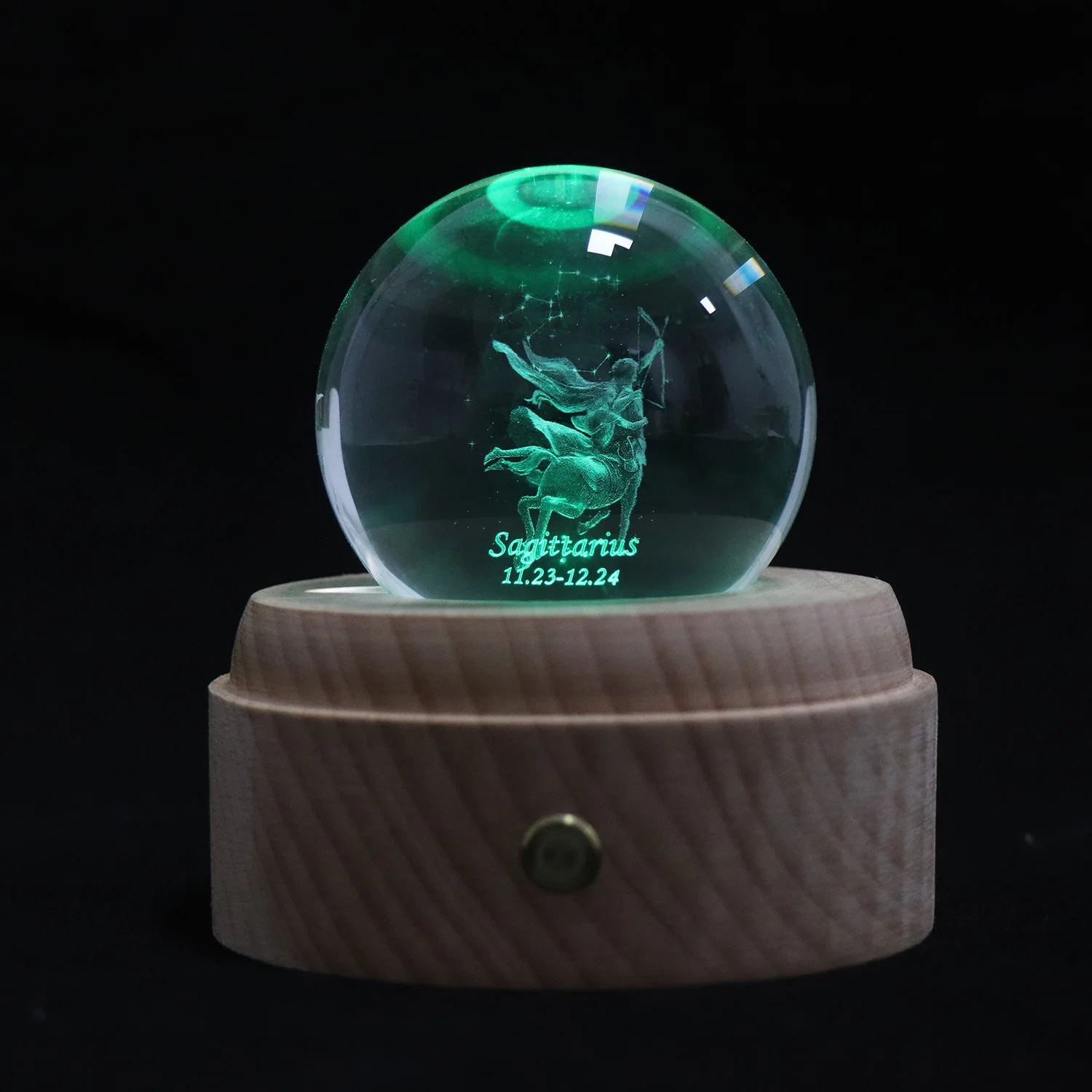 Novedad Grabado láser 12 Constelaciones Aries lámpara de noche Música Caja Lámpara de mesa decoración de color RGB 3D Luz de noche de cristal para Navidad
