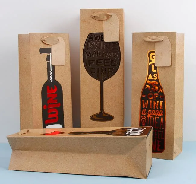 Wholesale/Supplier Kraft Paper Champagne Wine Packaging Bags (PB-069)